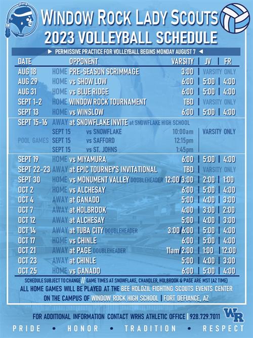 WR Volleyball Schedule
